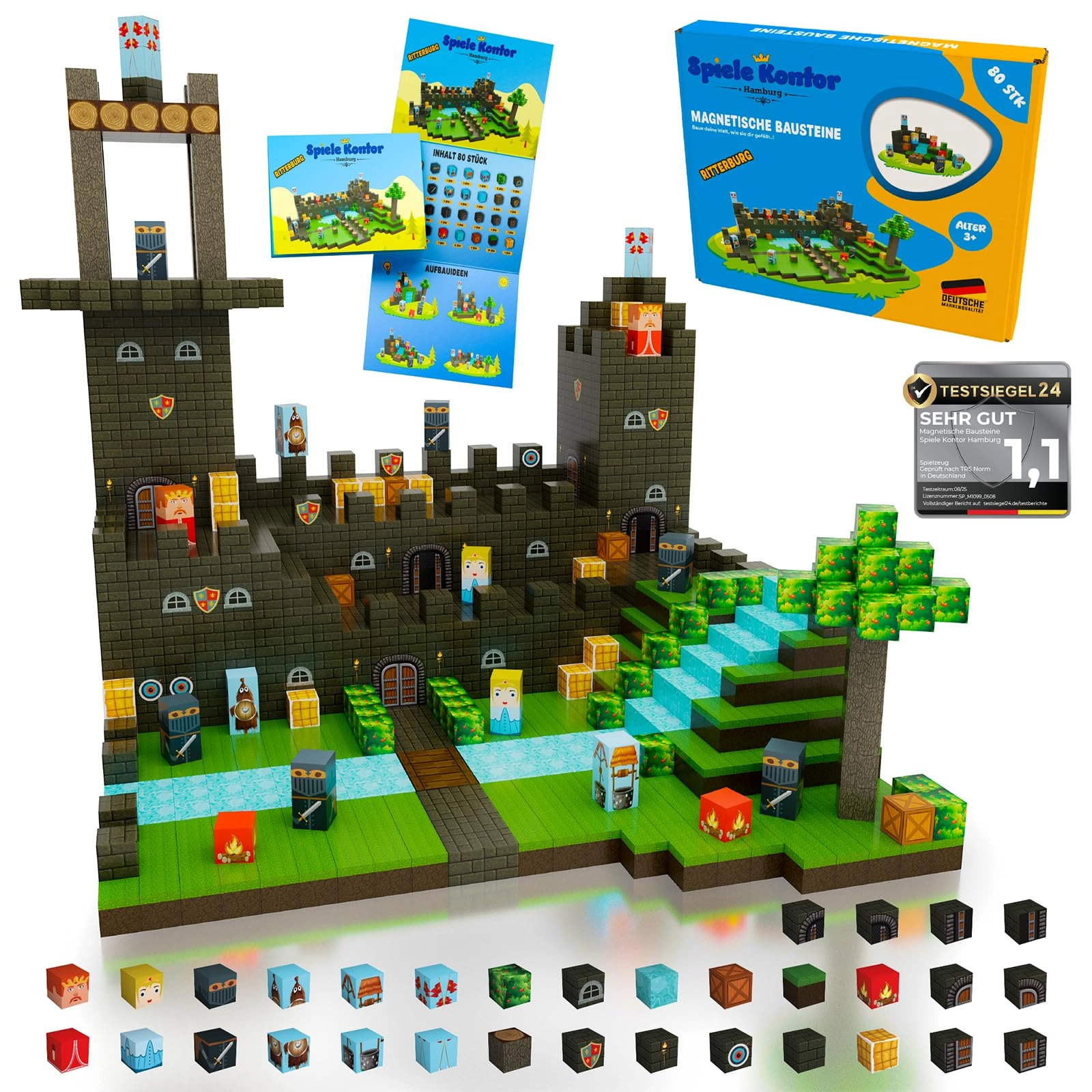 Spiele Kontor Hamburg Magnetic Building Blocks - Knight's Castle 80pcs