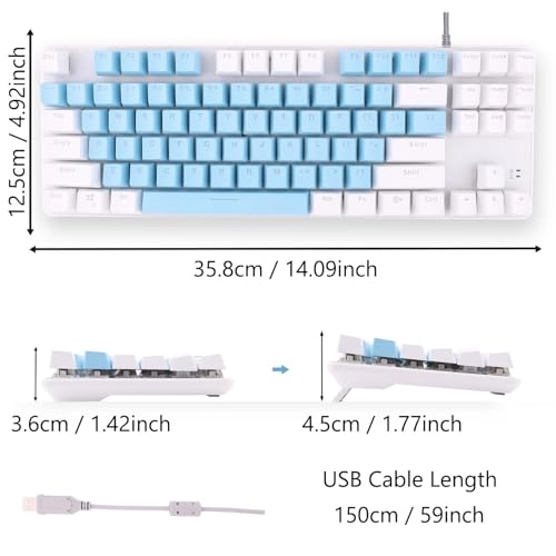 5-Color LED 87 Keys Mechanical Keyboard - Wired