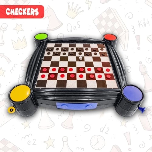 4 in 1 Family Board Games Set - Chess Checkers Ludo