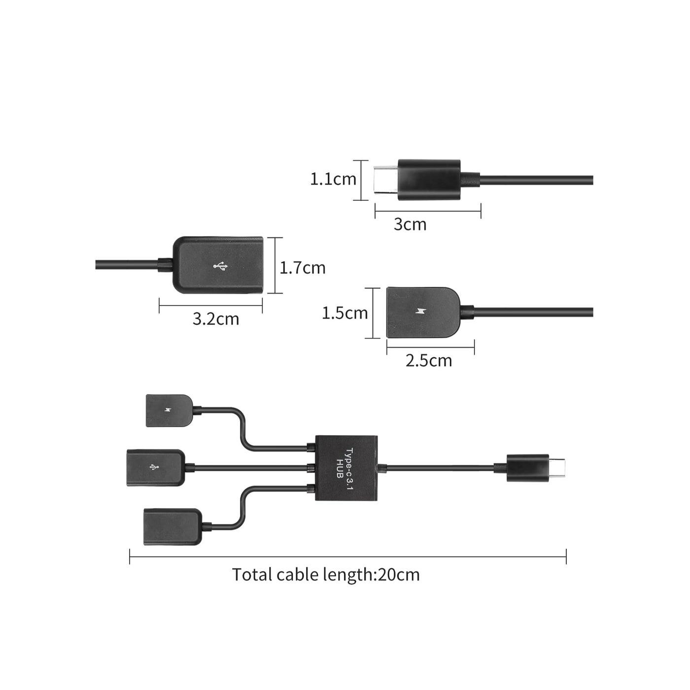 USB C to Dual USB OTG Adapter