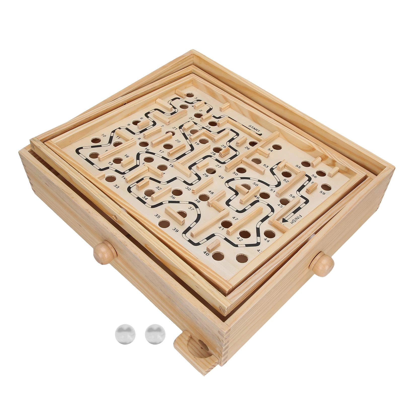 NEWBEAUT Wood Maze Game - 6 Years and Up 3 pieces