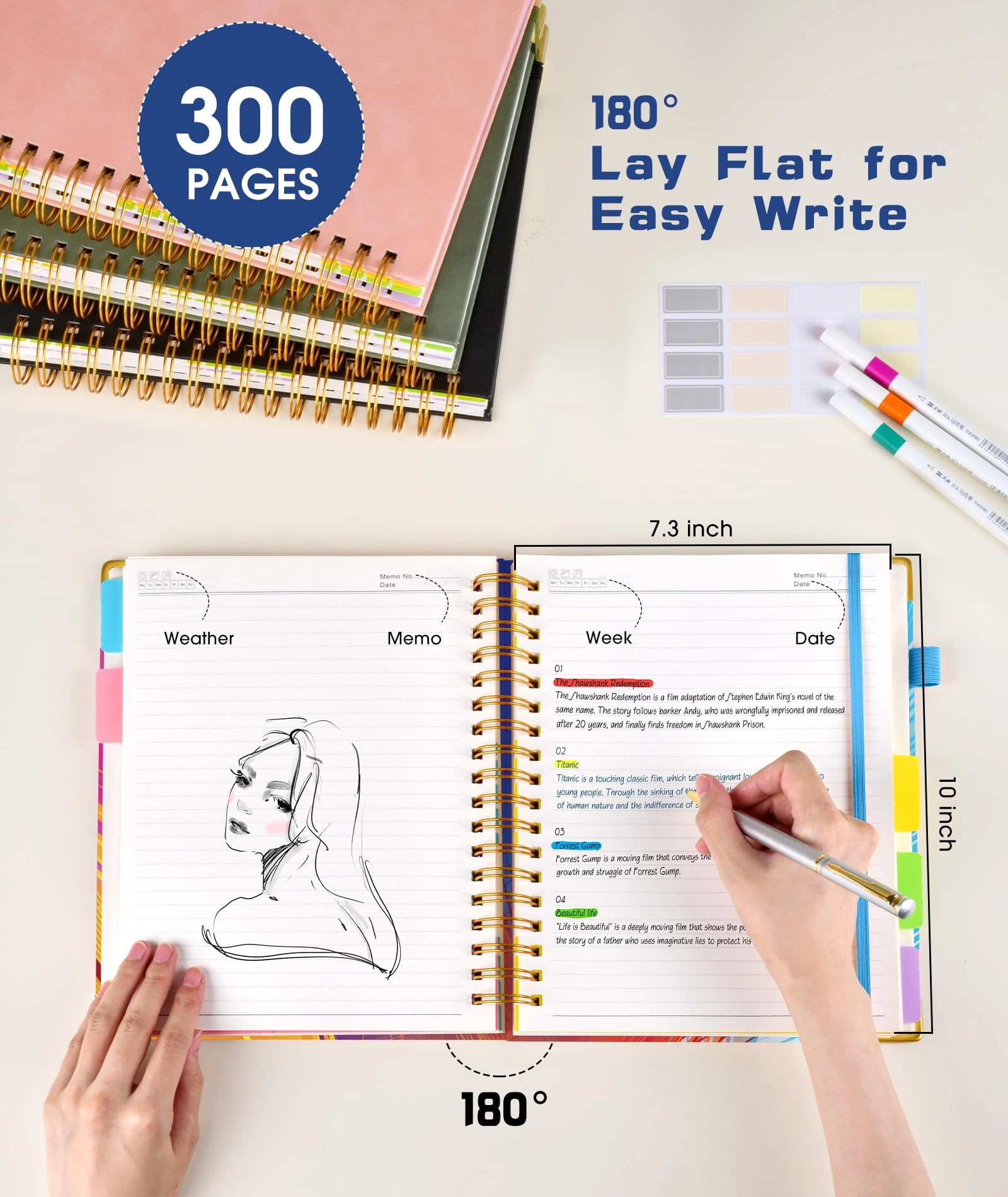 Spiral Notebook Large Hardcover - Lined 150 Sheets