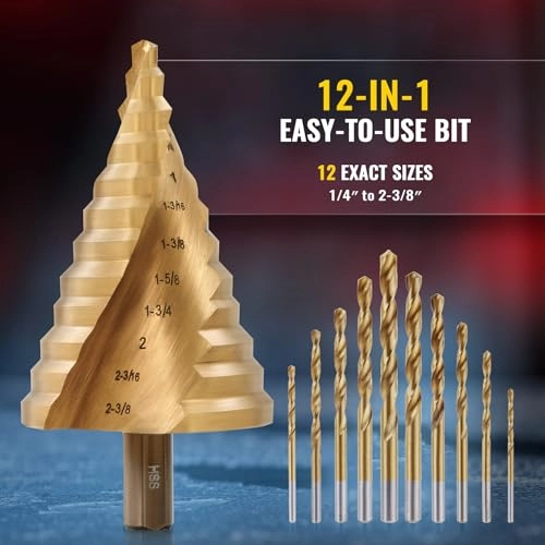 HSS Spiral Groove Step Drill Bit - High Speed Steel (HSS) 1 piece(s) 1/4" to 2-3/8" Drill Bit