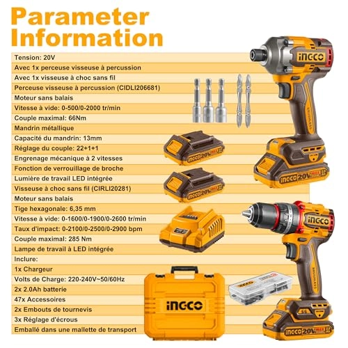 Cordless Impact Driver + Cordless Compact Impact Driver - 2 x 2.0 Ah