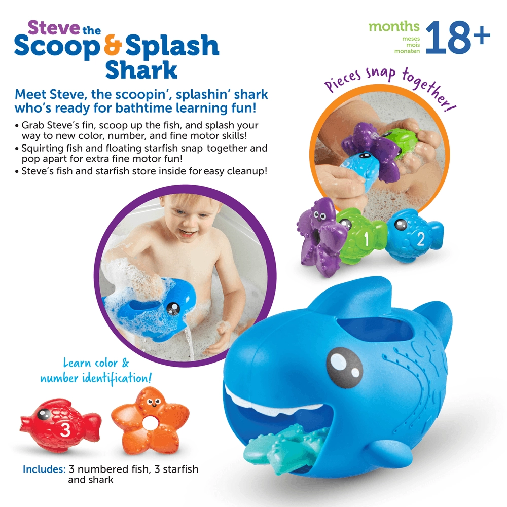 Steve The Scoop And Splash Shark - 7 Pcs 18 months+