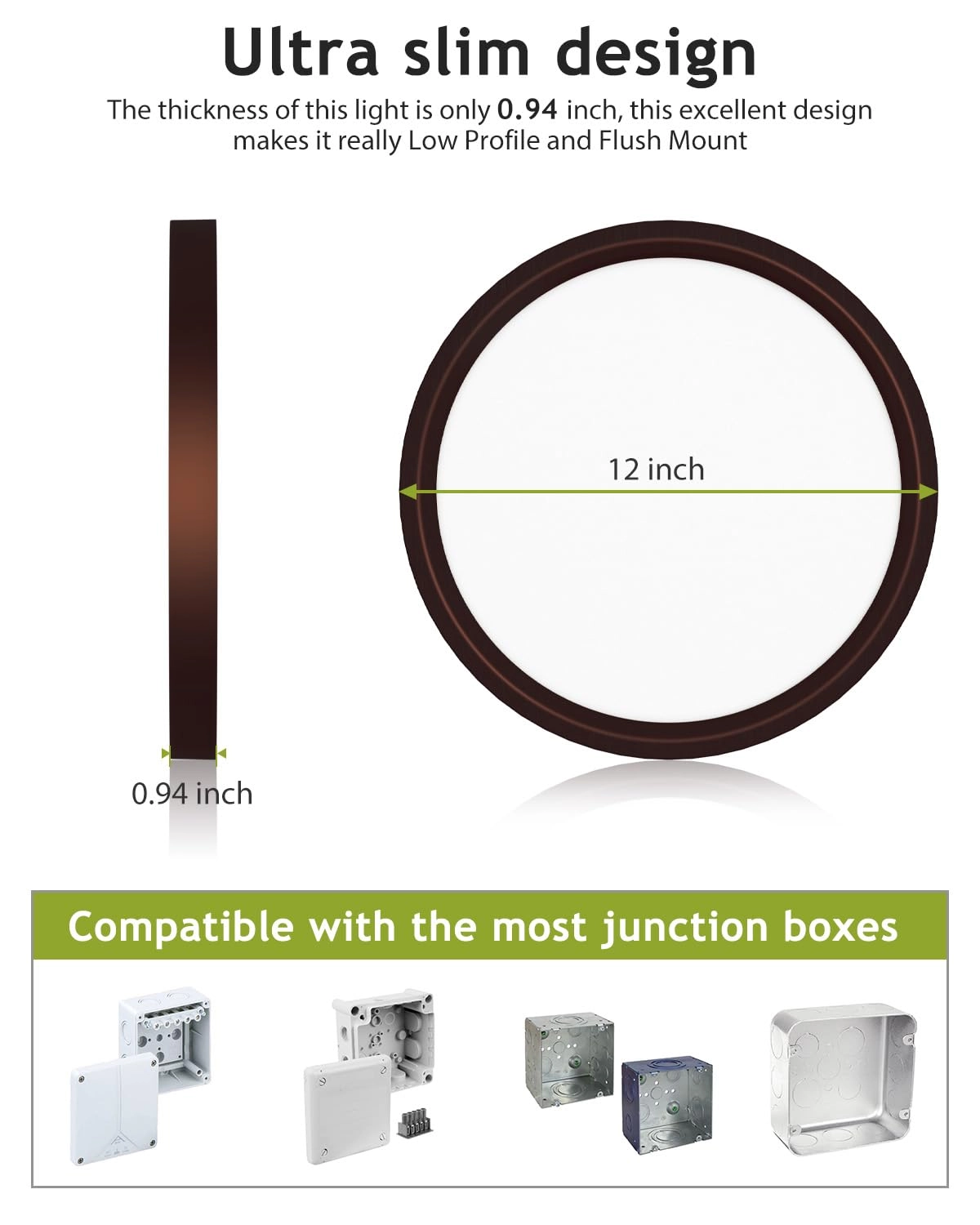 Flush Mount LED Ceiling Light - 3000K 4500K 6000K Dimmable