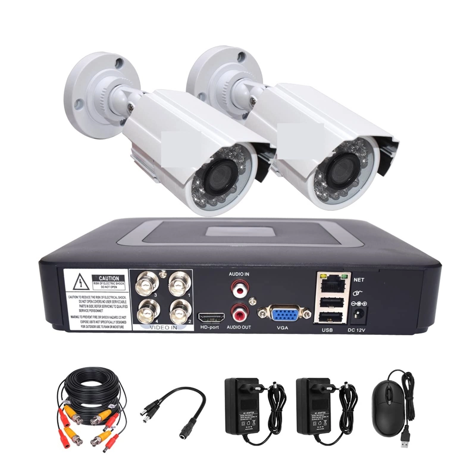 ElitZVdr DVR CCTV Security Camera System - 2PCS 720P/1080P Metal Bullet