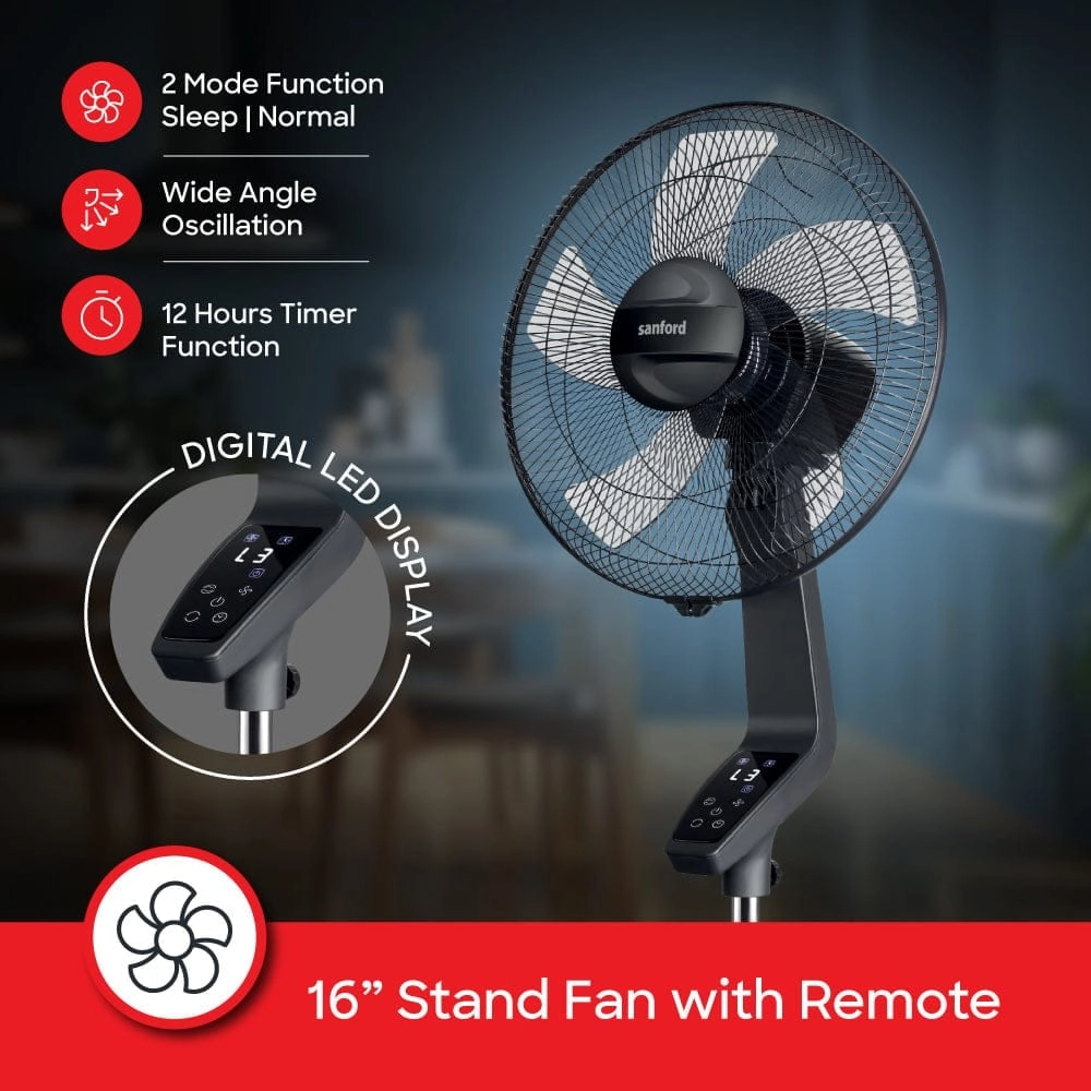 Pedestal Stand Fan - Smart WiFi 16-Inch Remote Control