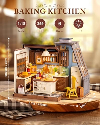 Dollhouse Kitchen Bakery Kit - cream Wood