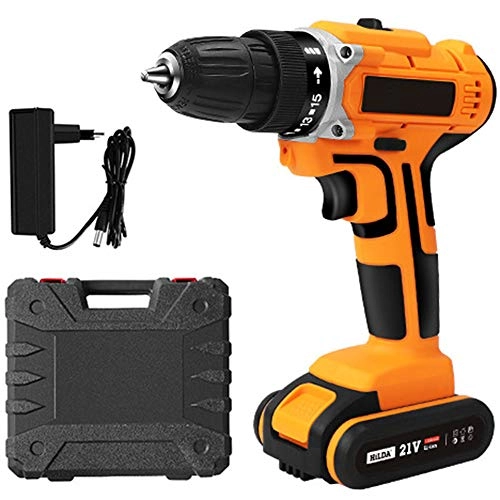 Cordless Drill + Cordless Screwdriver - 21V + Li-Ion Battery - 1300mAh + Drill Chuck - 10 mm