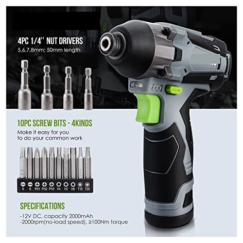 Impact Driver - 12V 1/4” Hex 100NM Kit