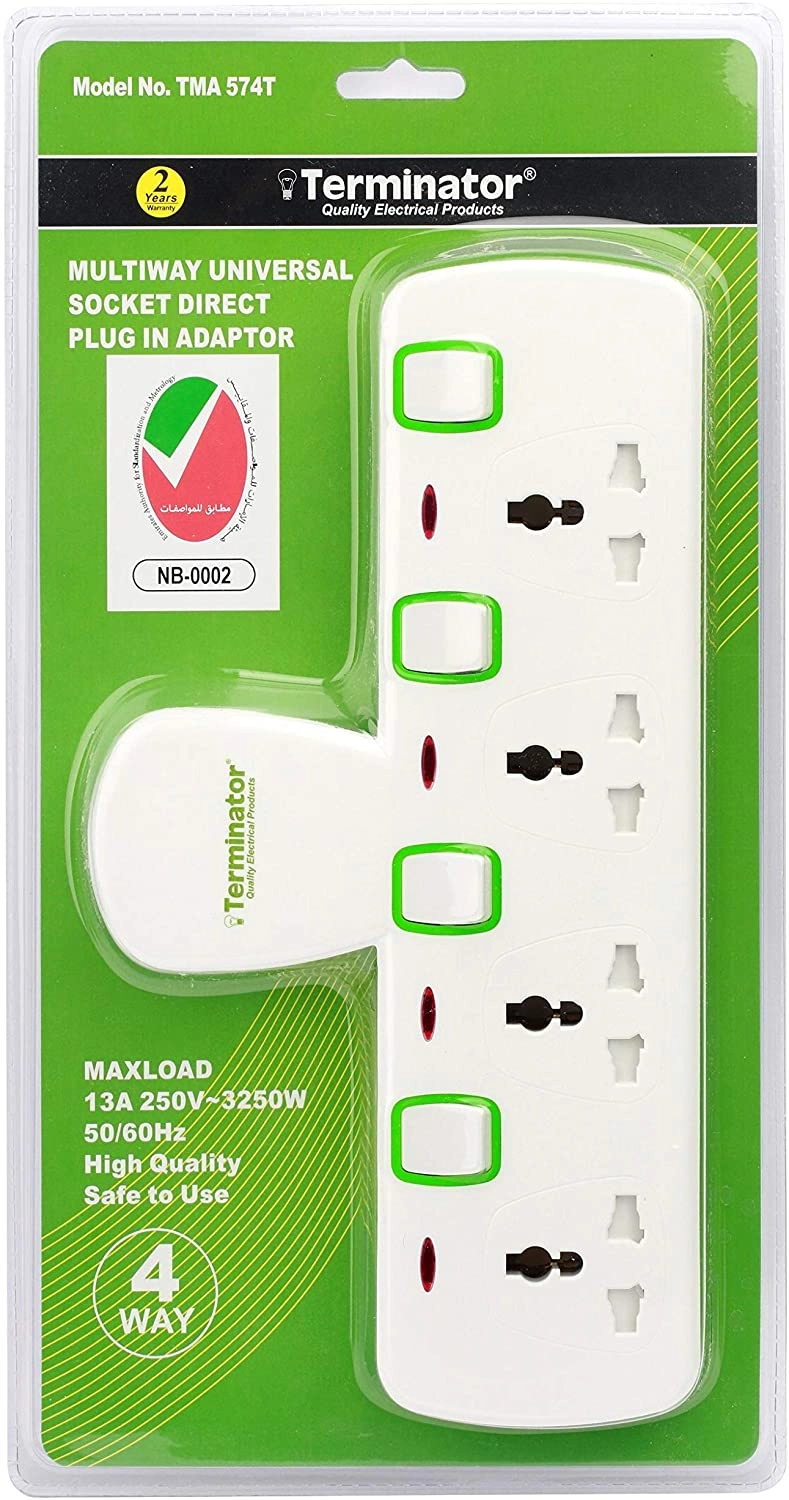 New Majestic 4 Way Universal T-Socket Multi Adaptor