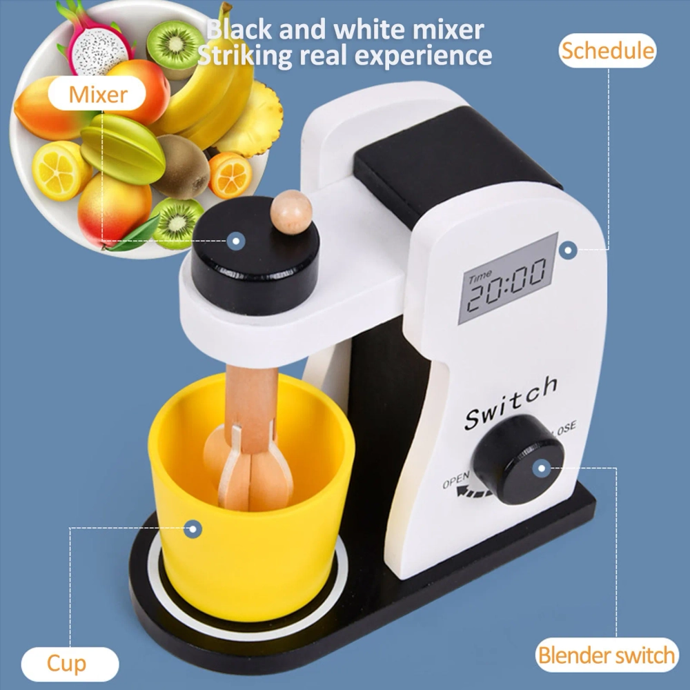 Kids Wooden Stand Mixer Pretend Playset - 2pcs (5551007-Bl-20509)