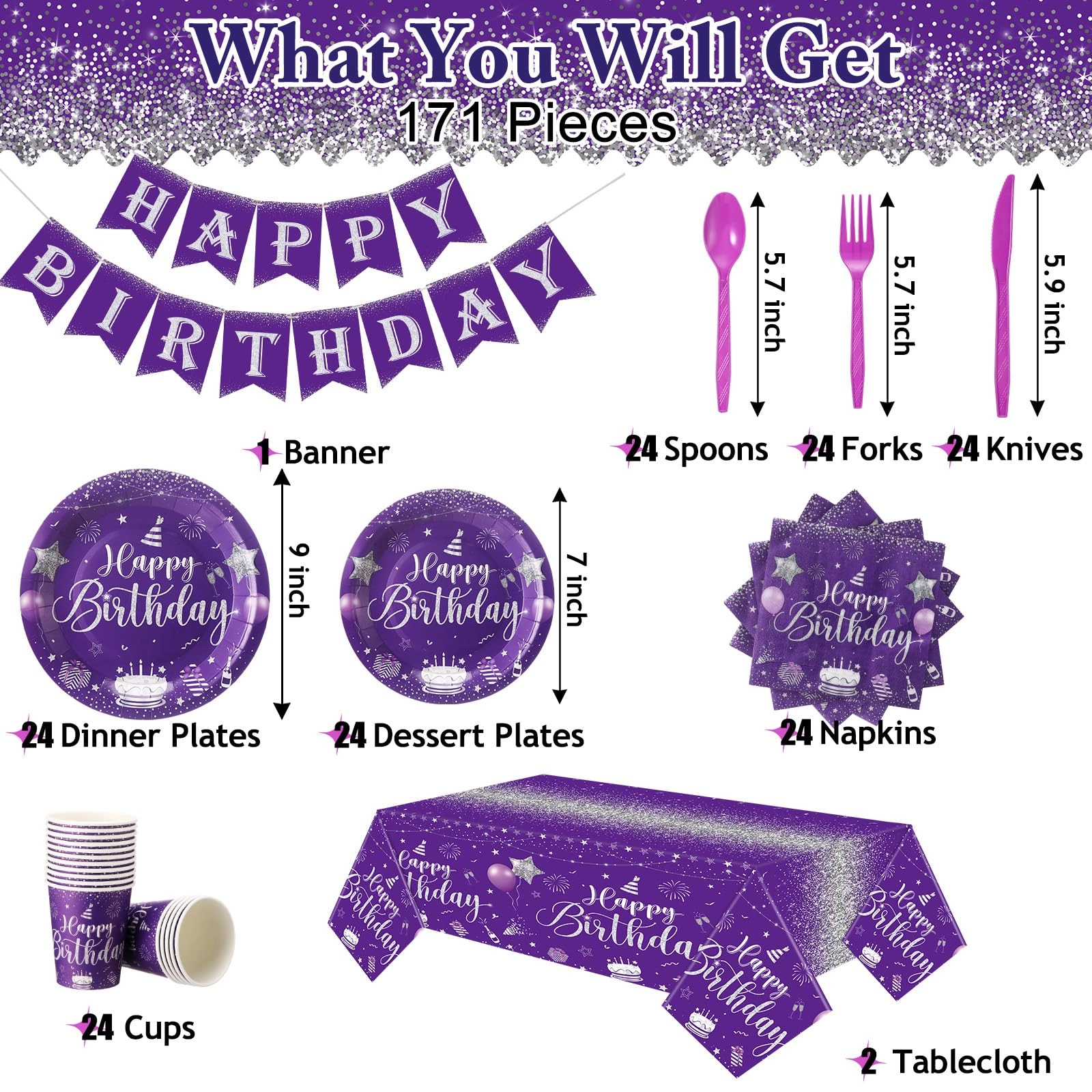 171 Pcs Happy Birthday Party Supplies