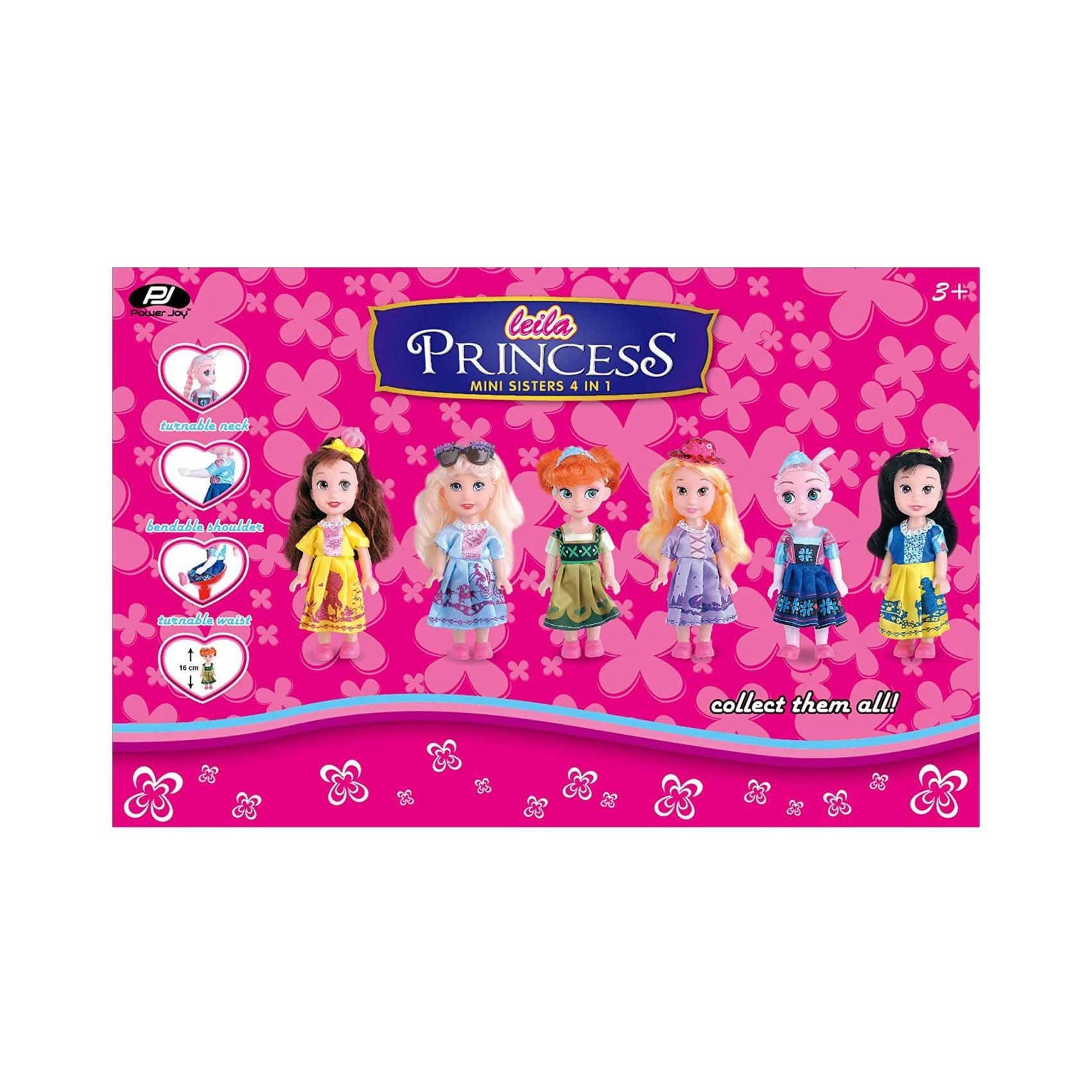 Leila Princess Mini Sisters Doll Set - 4-In-1 Vinyl