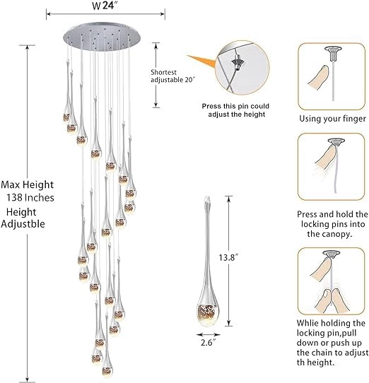 Spiral Stair Pendant Chandelier - 138''/350cm
