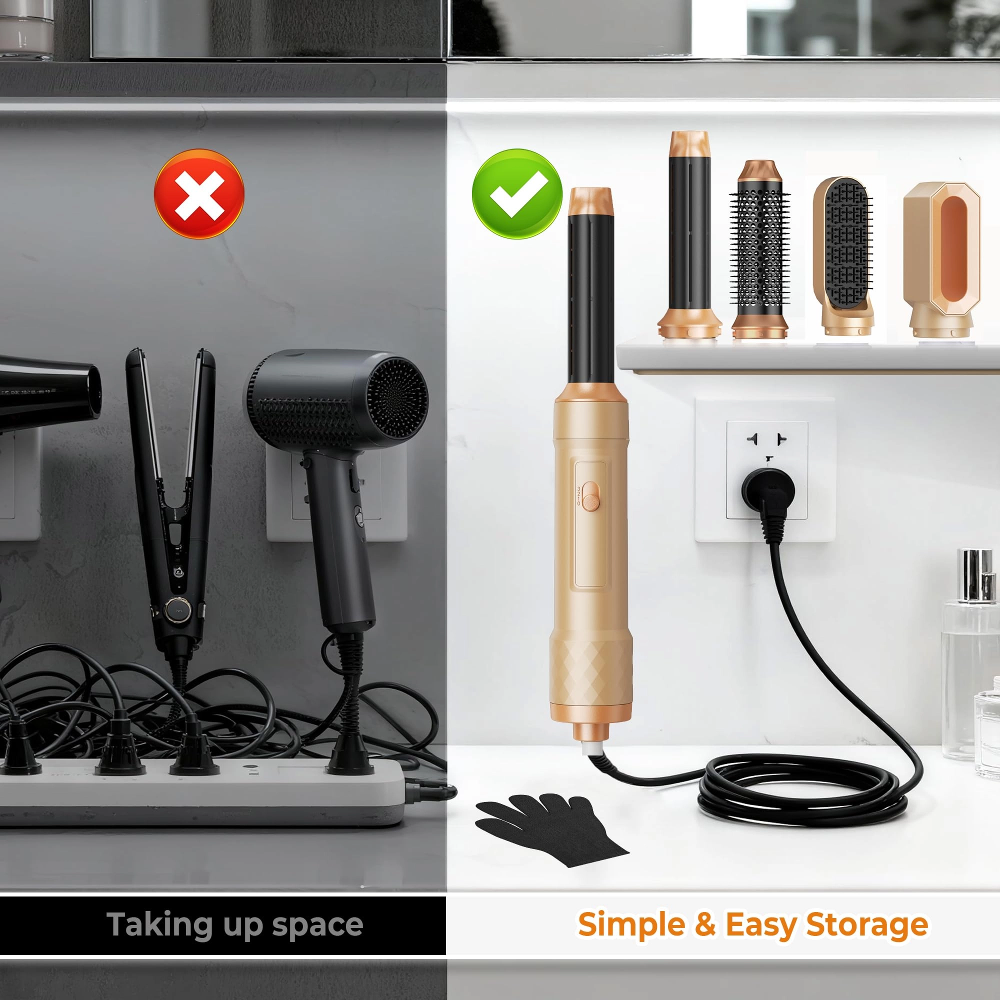 5 in 1 Hair Dryer Brush Set - Gold 700 watts