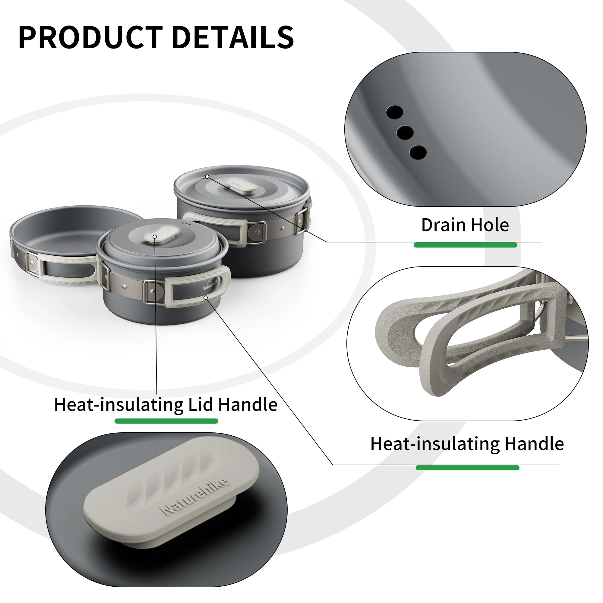 Camping Cookware - 3-piece 1.7L Kit
