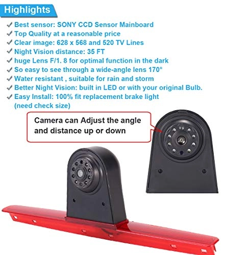 Brake Light Camera - 1280 x 720px Night vision + LCD Monitor - 4.3 Inches