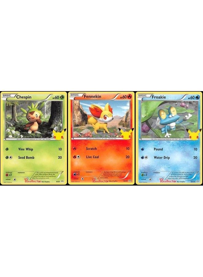 Pokémon Chespin + Fennekin + Froakie - 25th Anniversary Kalos Starters 3pcs