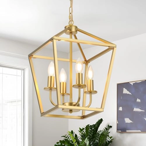 Industrial Chandelier Lamp - 4 x E14 Gold Adjustable Height