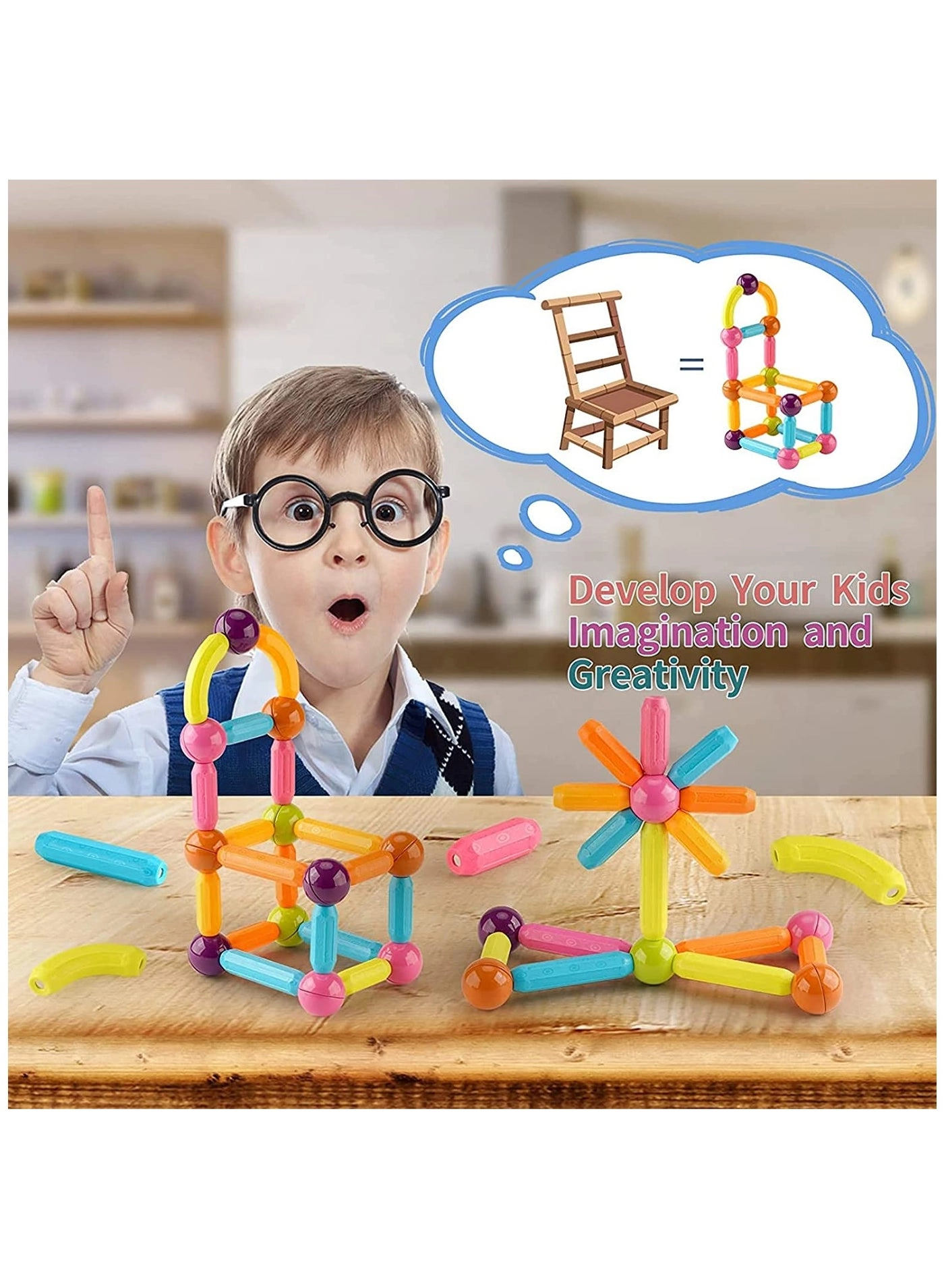 Magnetic Ball and Stick Building Set - 64pcs