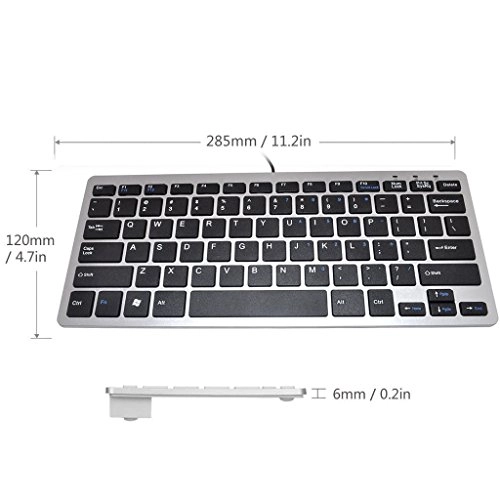 78 Key USB Wired Slim Mini Thin Compact Keyboard - QWERTY Wired