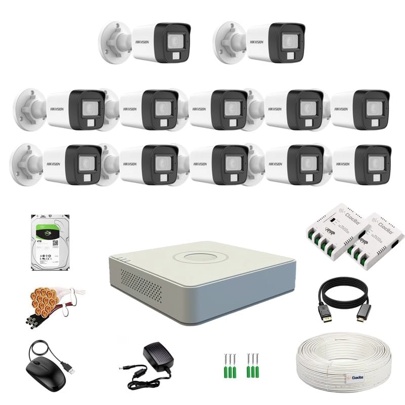 Prama Hikvision India Pvt.Ltd 16CH DVR - 3K/5MP + 3K/5MP Dual Light Bullet Camera + 4TB HDD + 8Ch SMPS + CCTV Cable + BNC/DC