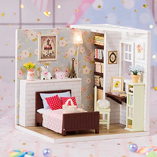 Miniature Dollhouse Kit - Wood 12 x 10 x 11.5 cm 2 x AAA