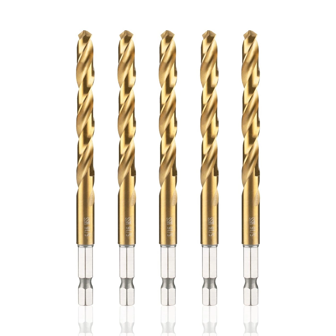 amoolo Impact Drill Bit Set - Titanium Hss 5Pcs 5/16