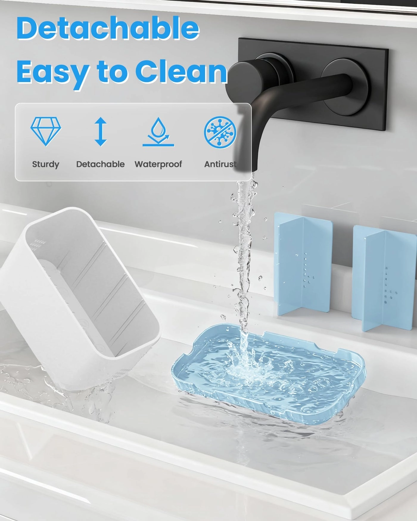 Toothbrush and Toothpaste Holders - Countertop Detachable 5 Slots