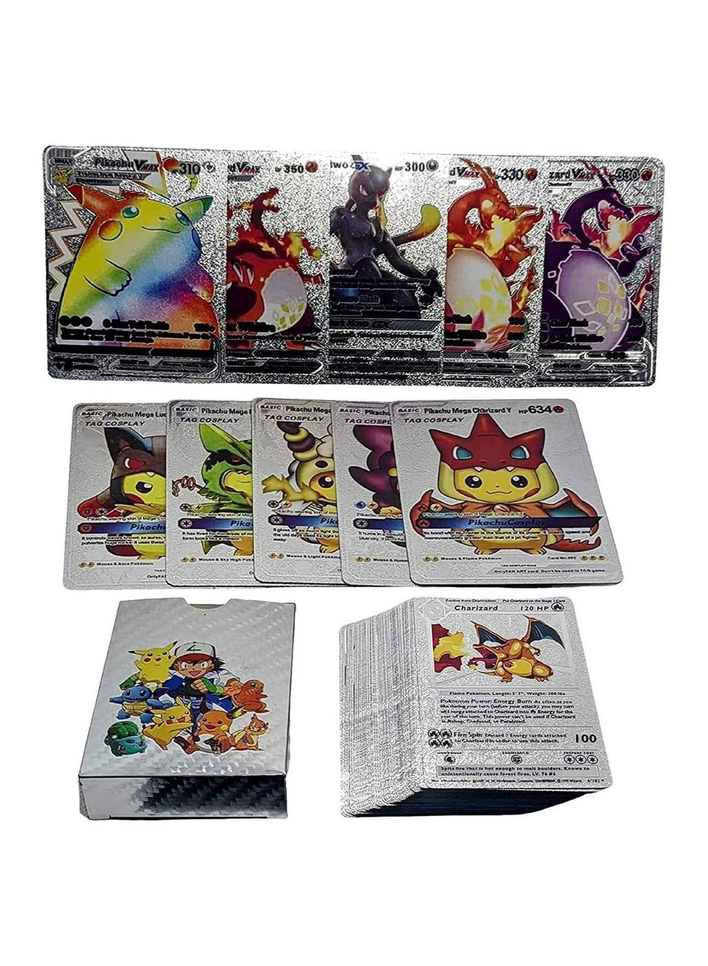 Assorted Cards Deck Box Set - Silver 55pcs