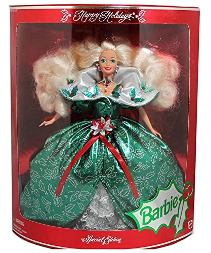 Barbie Happy Holidays Special Edition Doll - Plastic green holly-printed dress Ages 10+