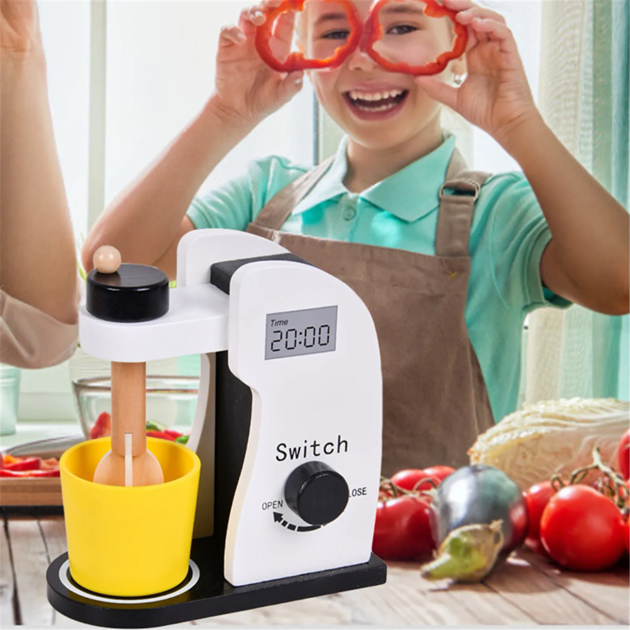 Kids Wooden Stand Mixer Pretend Playset - 2pcs (5551007-Bl-20509)