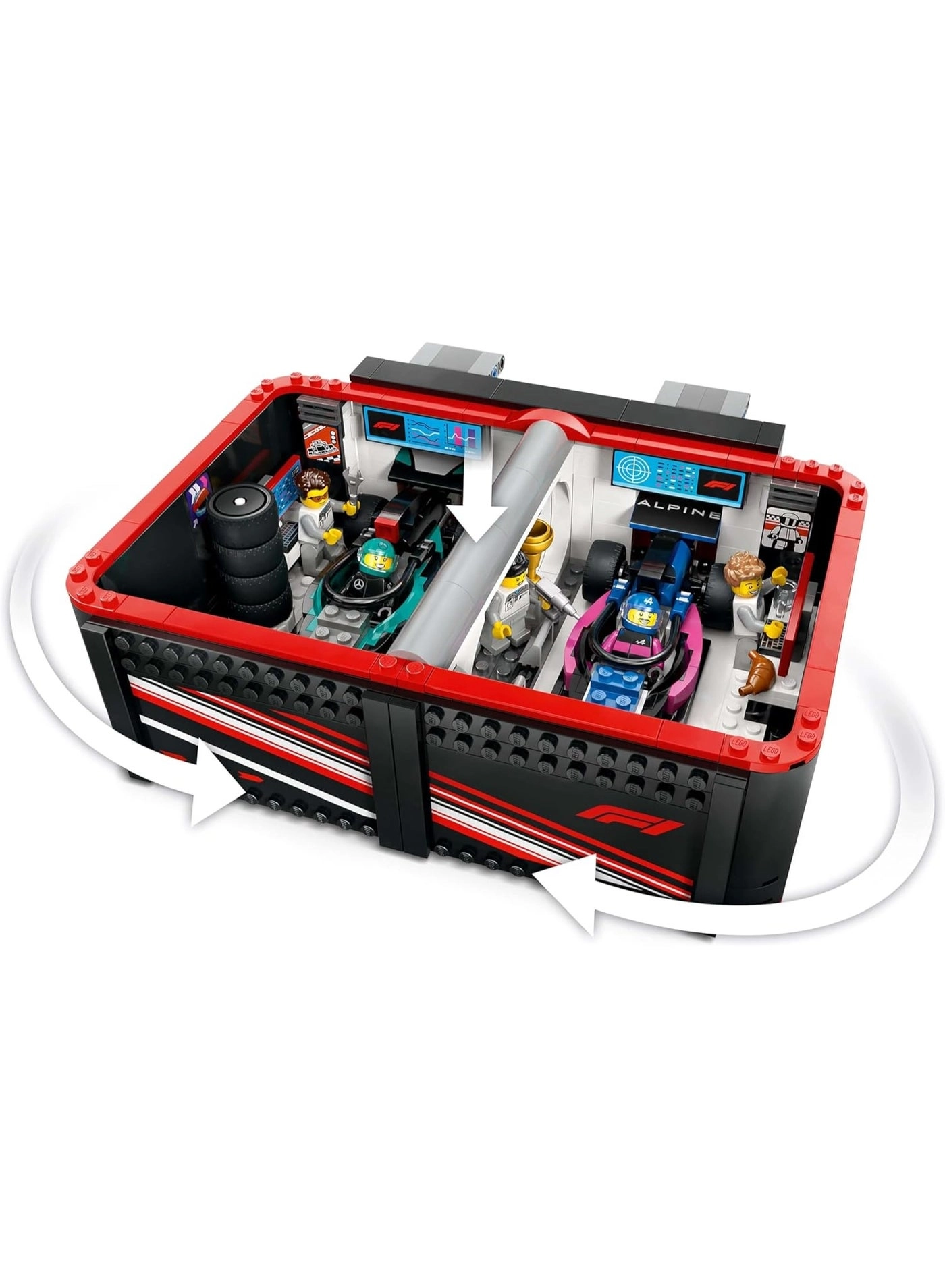 F1 Garage (60444) + Mercedes-AMG + Alpine Cars