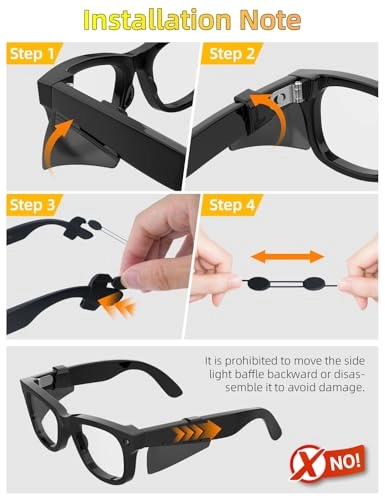 Safety Glasses Side Shields - 1 Pair + Adjustable Eyeglass Strap - 1Pc