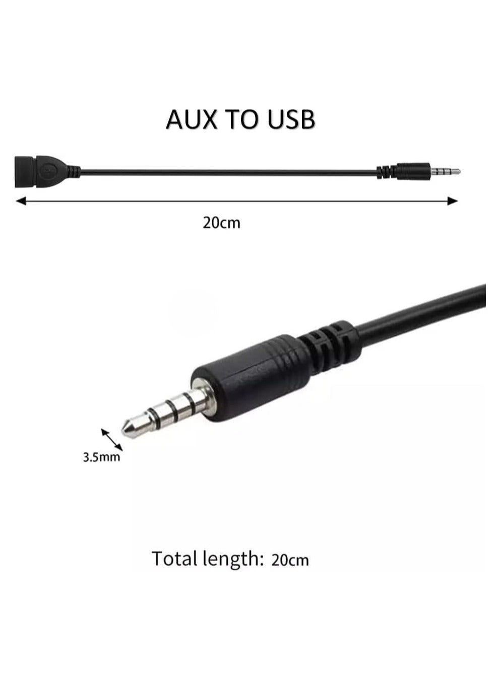 AUX to USB Adapter - 3.5mm Male USB 2.0 Female
