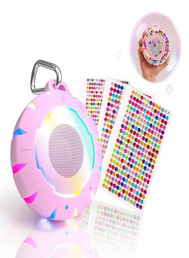 HEYSONG Bluetooth Shower Speaker - IPX7 Waterproof Color-Changing Lights + DIY Diamond Stickers - Rhinestone Kit