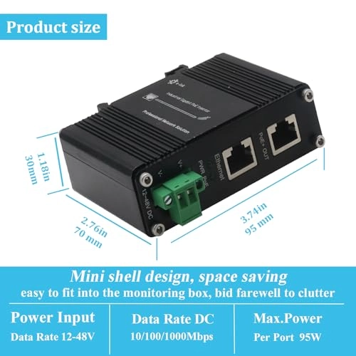 Mini Gigabit PoE+ Injector - 12-48V DC 30W IEEE 802.3 af/at 1000 Megabits Per Second