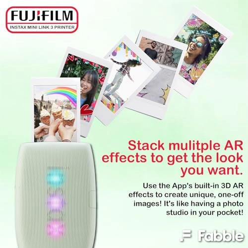 Instax Mini Link 3 - Smartphone Printer + Protective Case + INSTAX MINI Instant Film - 20 Sheets + Hanging Photo Frames + Microfiber Cleaning Cloth