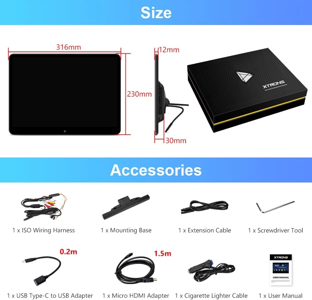 Portable Car TV Headrest Monitor - 4K 14 inch