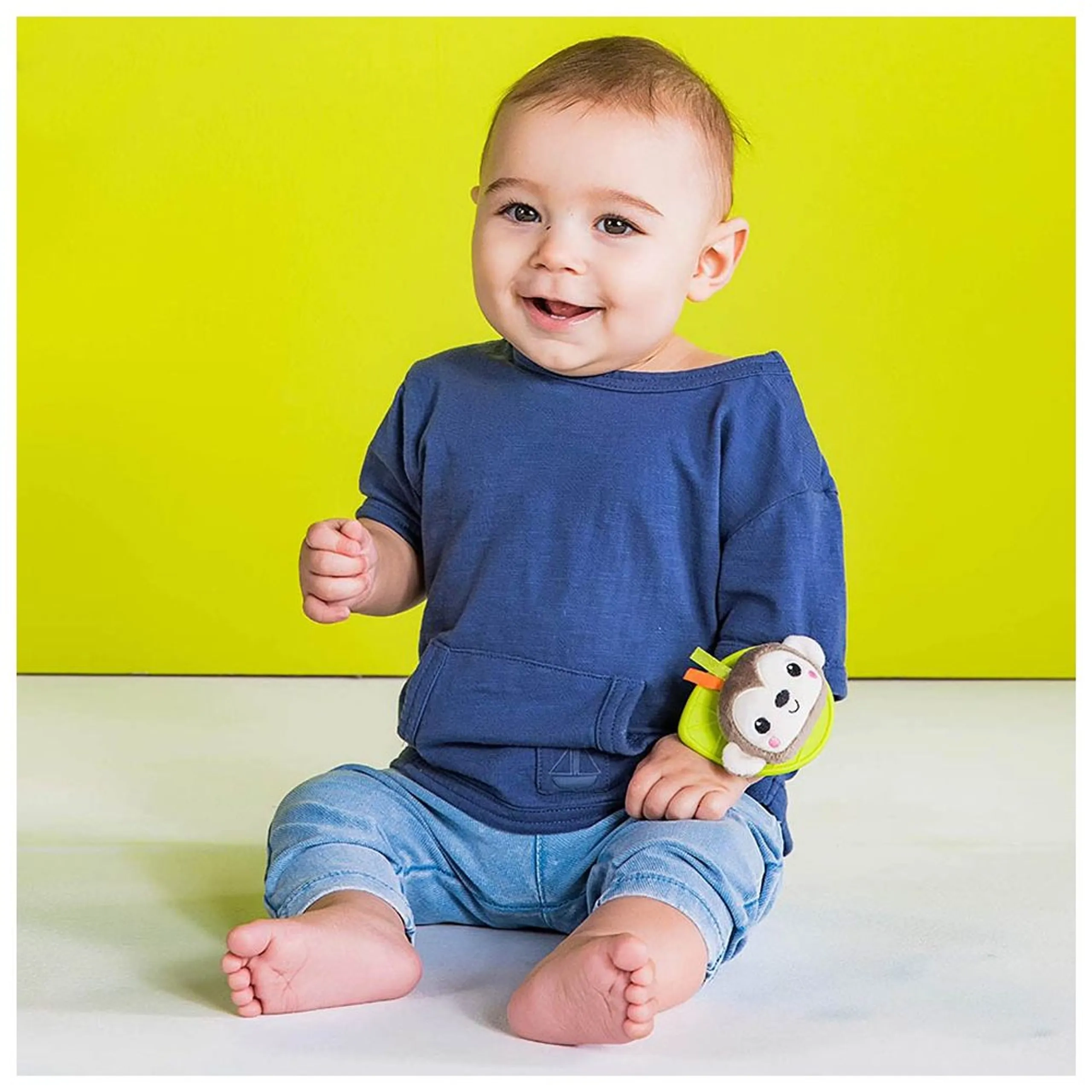 Rattle & Teethe Wrist Toy - Monkey & Elephant - BPA-free silicone