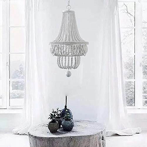 Wood Bead Chandelier - 8 Pcs 50*80cm White