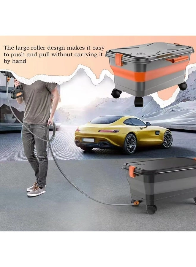 Portable High-Pressure Car Wash Machine - 450W 4000-4999mAh + Collapsible Water Tank - 5.5 Gallon 22L