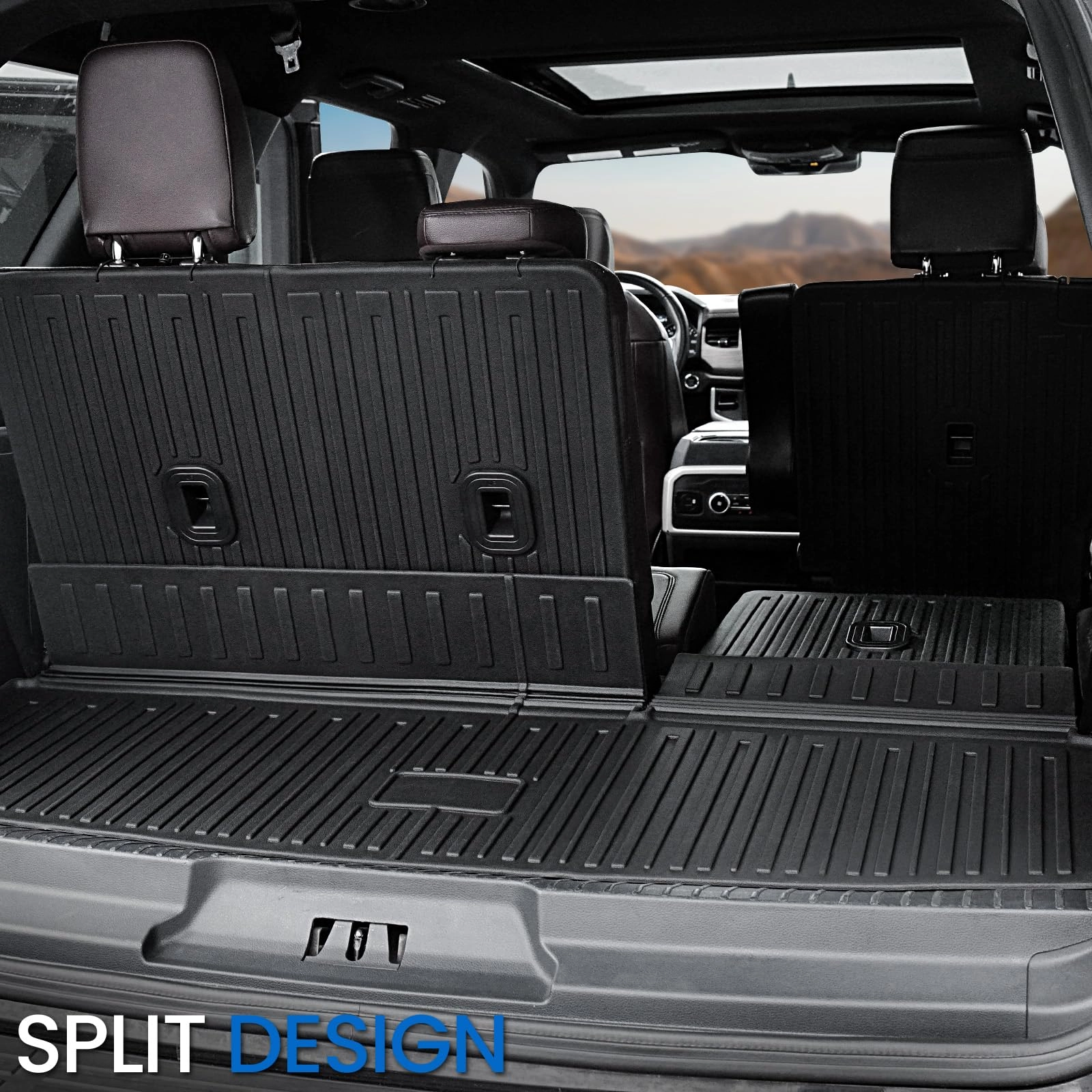Cargo Mat - All Weather Black + 3rd Row Backrest Mat - 2018-2024 7/8 Seat