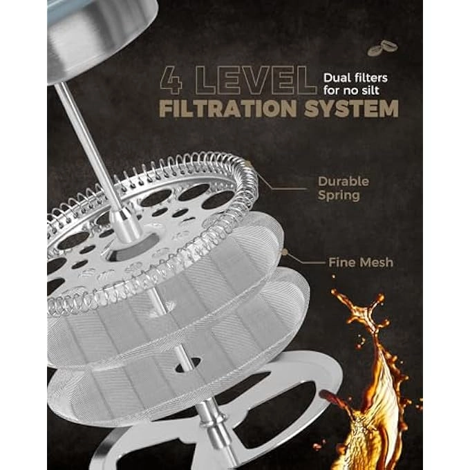 French Press - 34 Oz Real Wood Handle