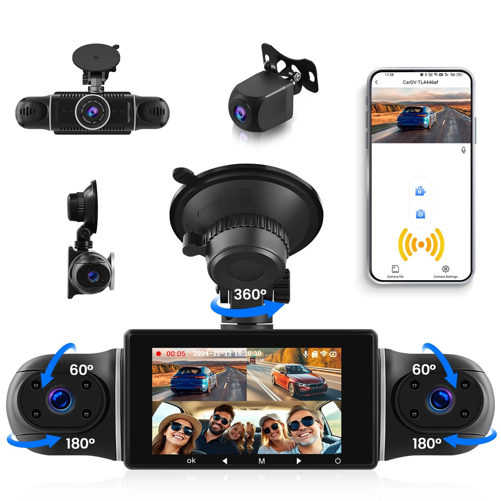 CAMECHO 4-Channel Dash Cam - 1080P 30FPS