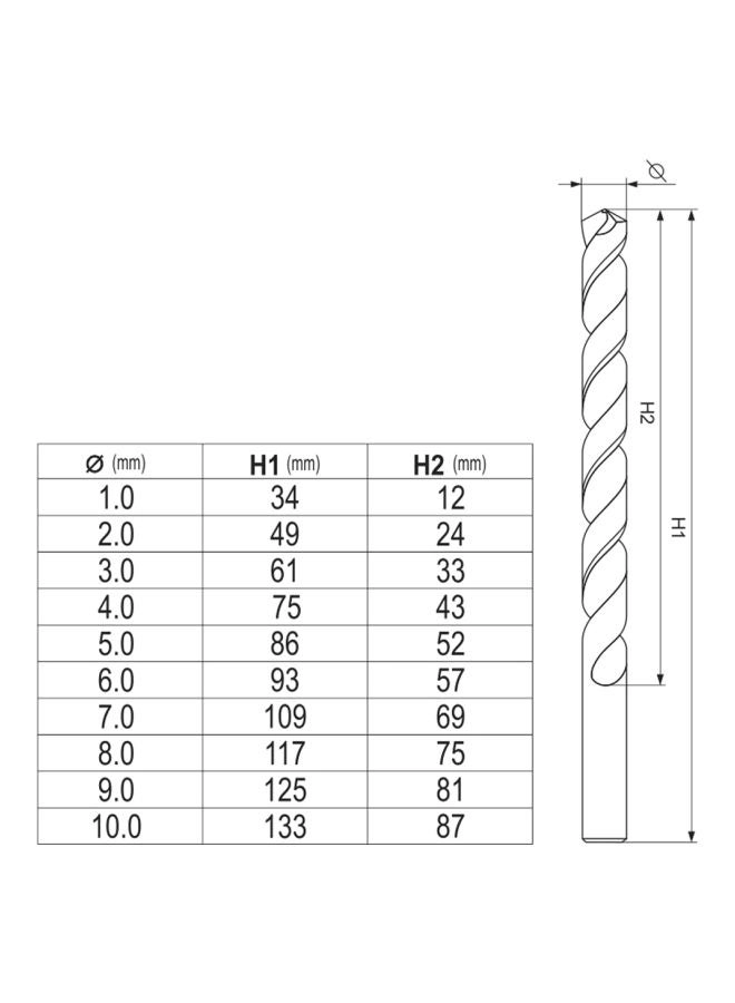 YT-41603 - 10 pieces 1, 2, 3, 4, 5, 6, 7, 8, 9, 10 millimeter
