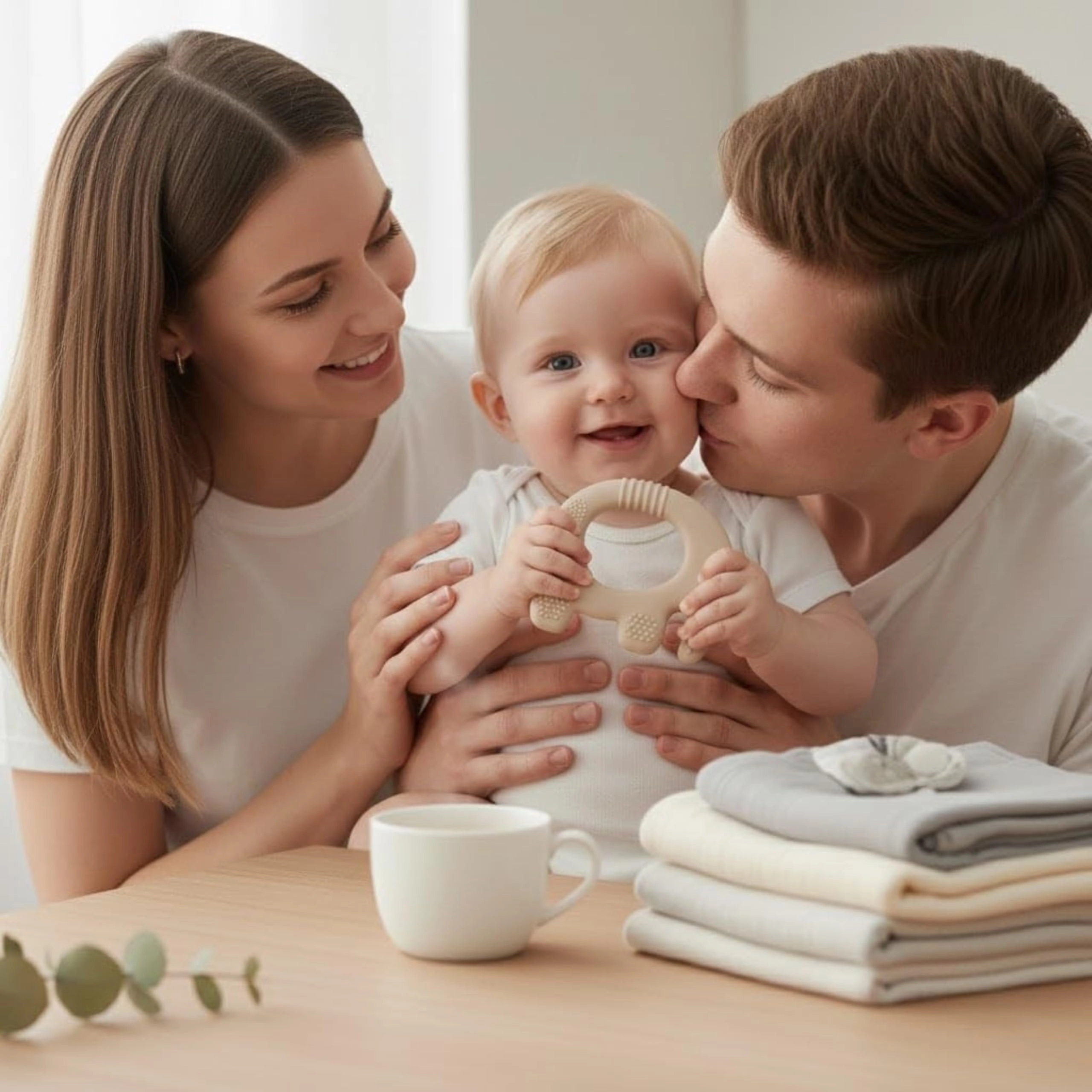 2 in 1 Teether - Beech Wood, Silicone