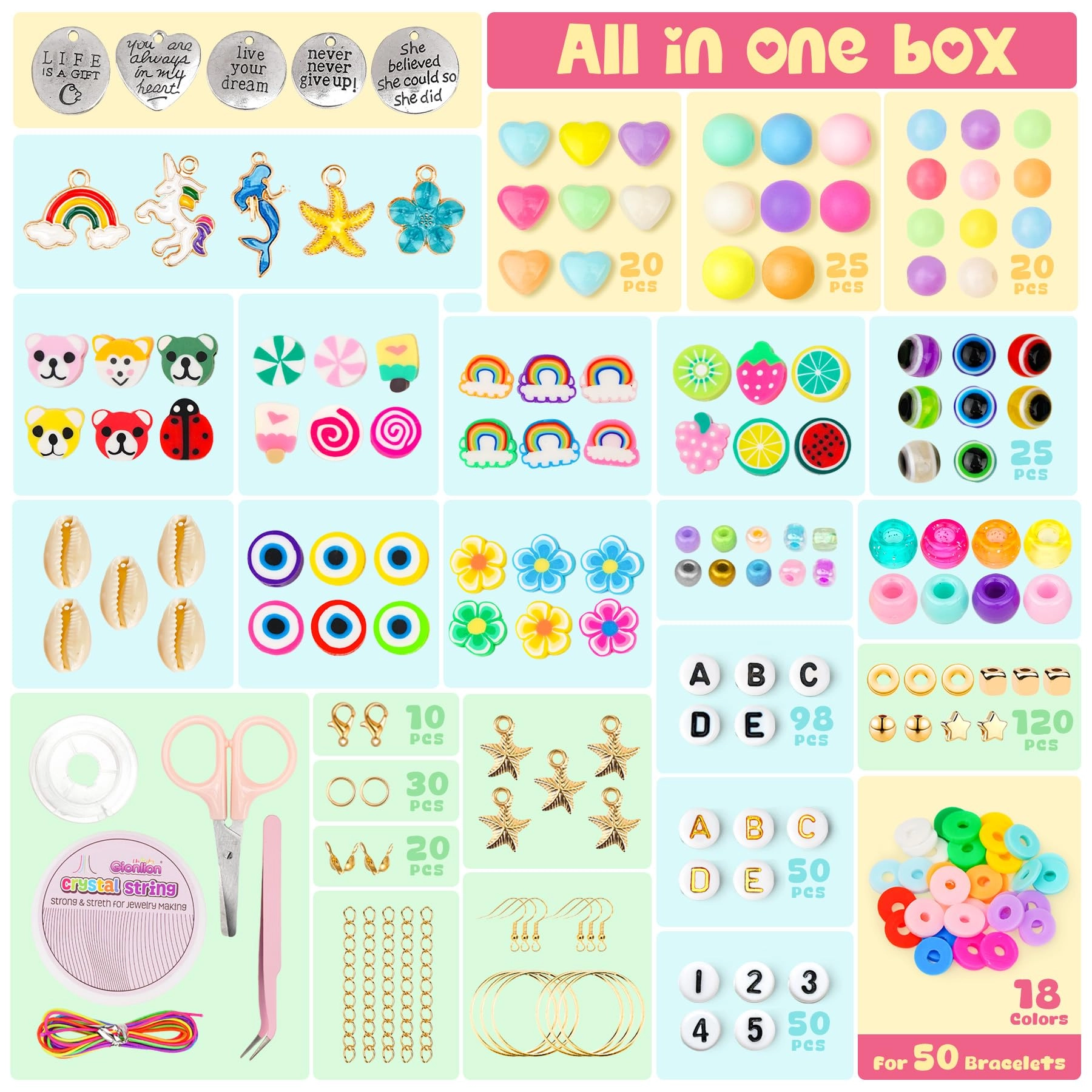 GL-CLAY1BOX - 198 Pieces Unicorn&Mermaid